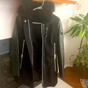 Rudsak xs black winter pea coat all black trim